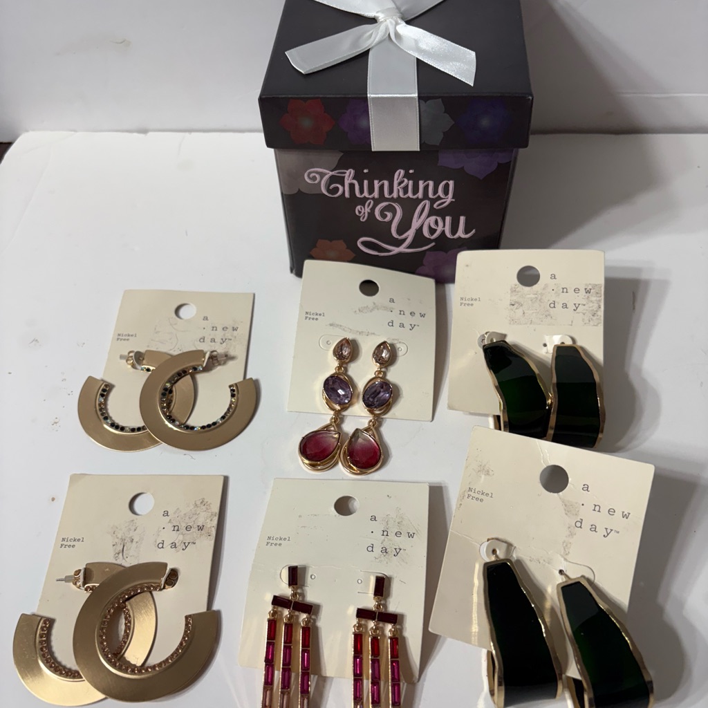 A New Day Gold And Multicolor Earrings Set 6 Pairs 25$